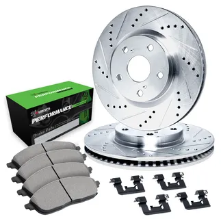 R1 Concepts WGSH1-31119 Drilled & Slotted Silver Rotor Set W/ Performance Sport Pads 